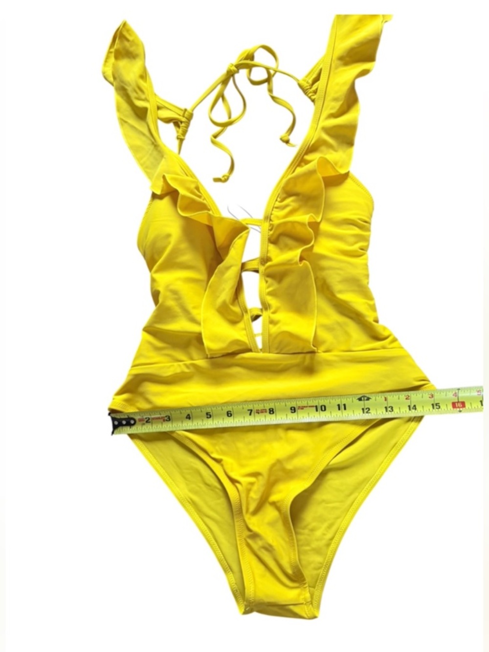 Zaful Bright Yellow Ruffle One-Piece Swimsuit